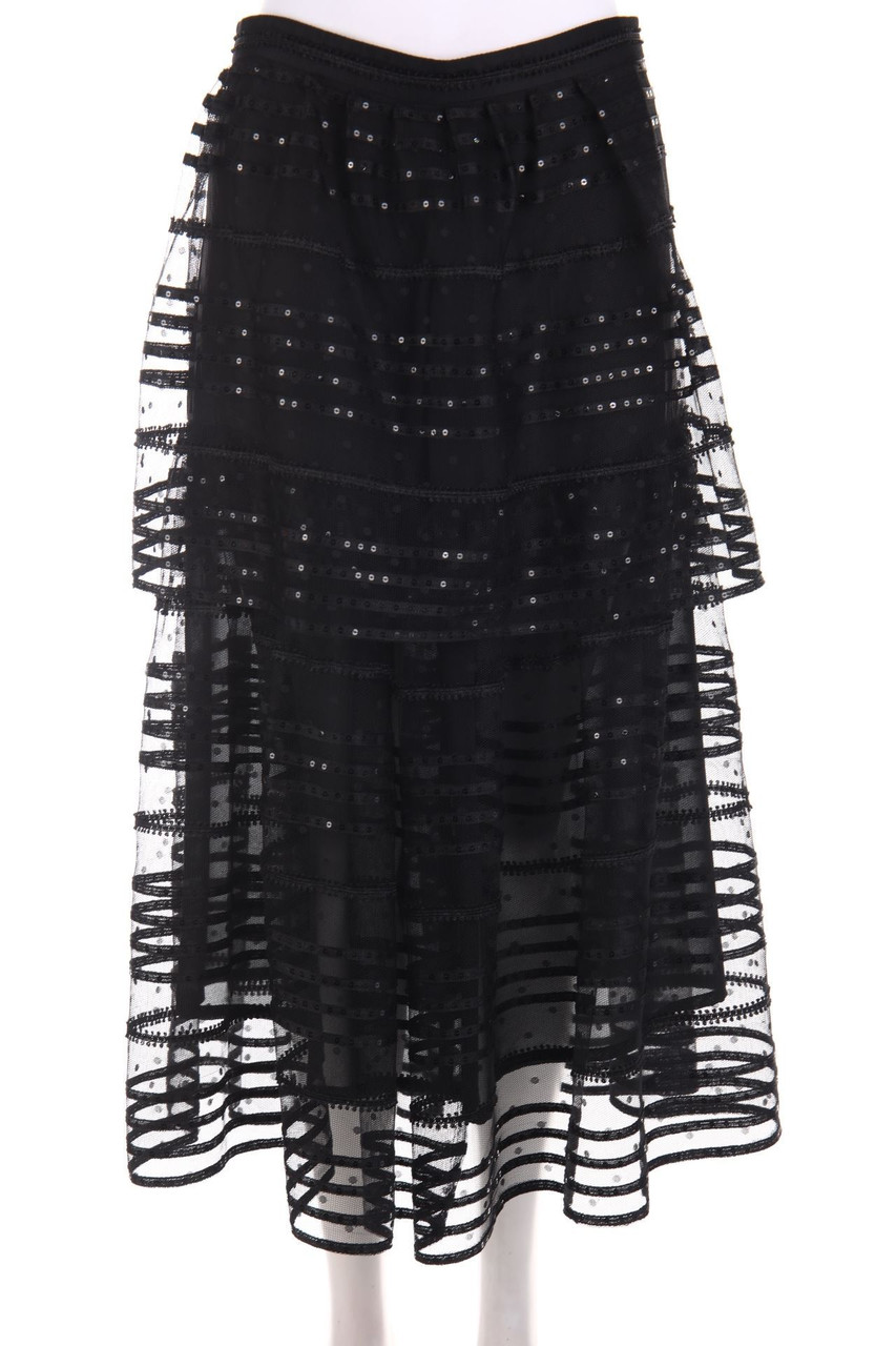 RIANI - Midi Skirt, Mesh, Layer Look with Sequins - D 38