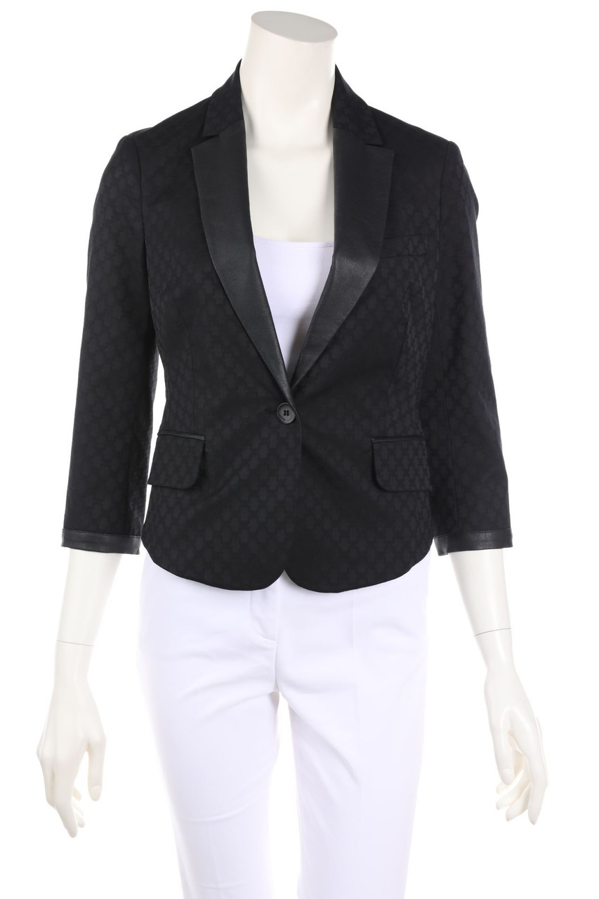 KAREN MILLEN - Blazer With Revers Collar with Faux Leather Details - D 34