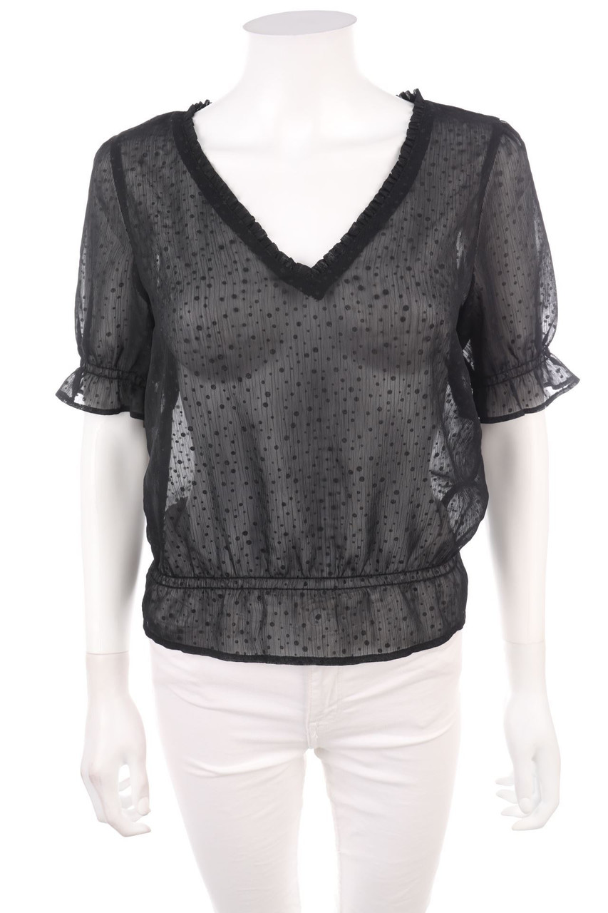 Pimkie - Rüschen-Kurzarm-Bluse mit Pünktchen - D 38