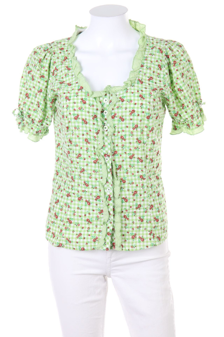 OS Trachten - Traditional Blouse with Flower Print - D 34