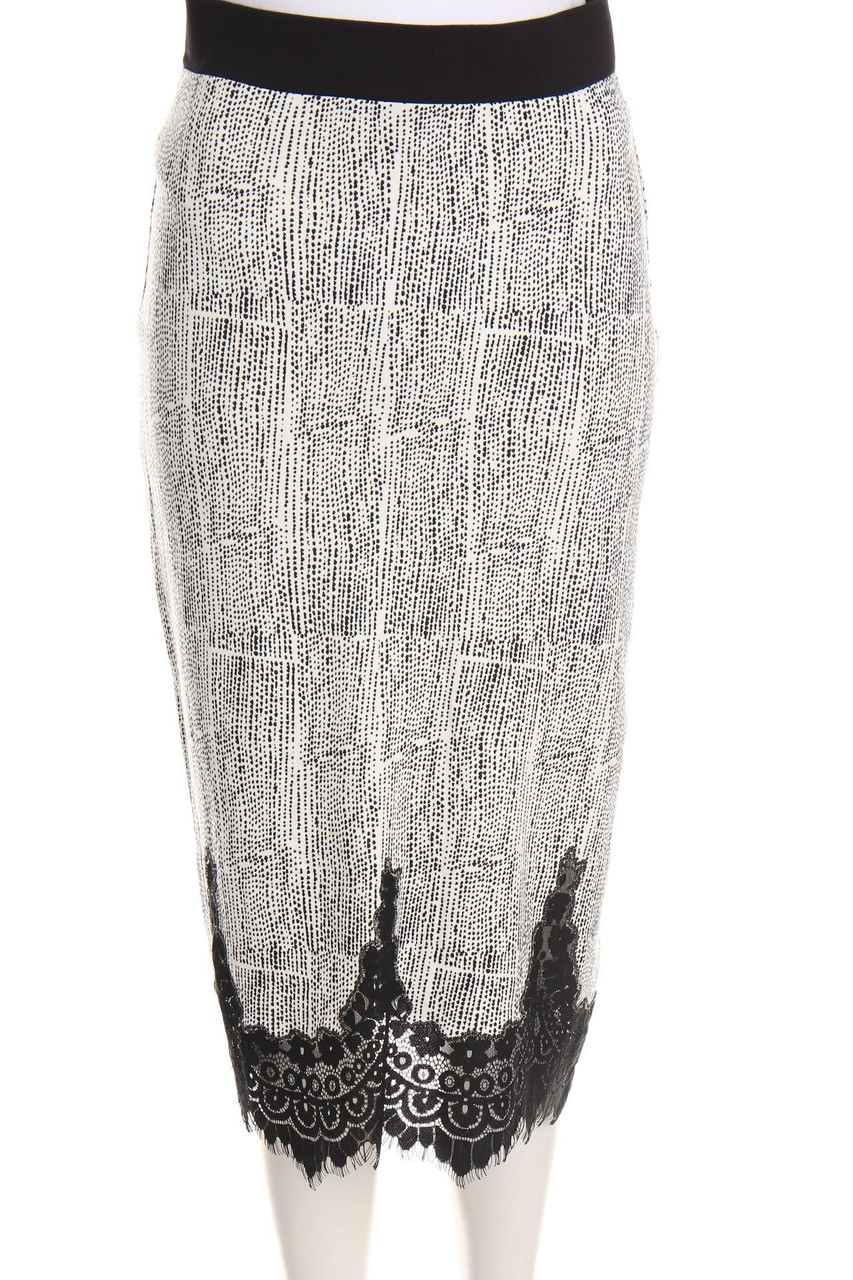 H&M - Print-Midirock mit Spitzen-Einsatz - S