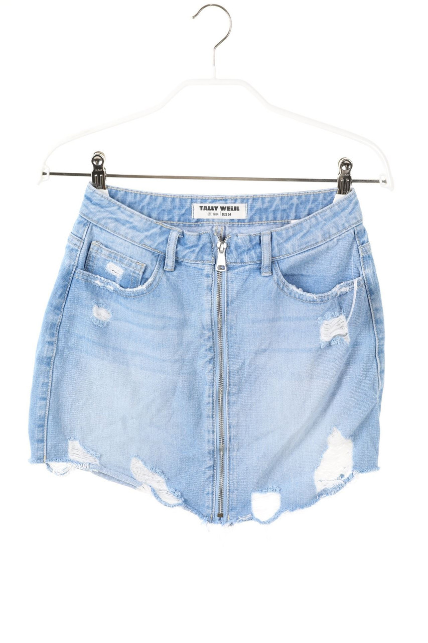 TALLY WEiJL - Mini Denim Skirt, Destroyed Look - D 34