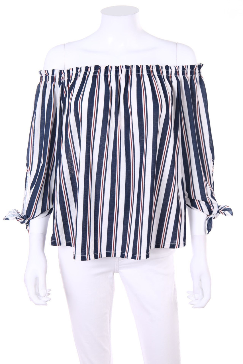 Bershka - Off-the-shoulder blouse with Stripes - L