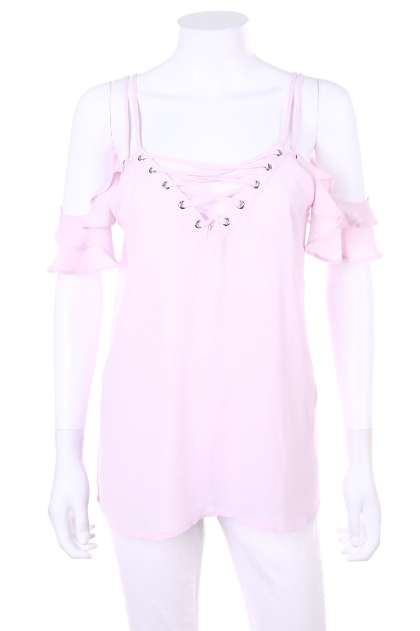 AMISU - Carmen-Bluse mit Schnürung - L