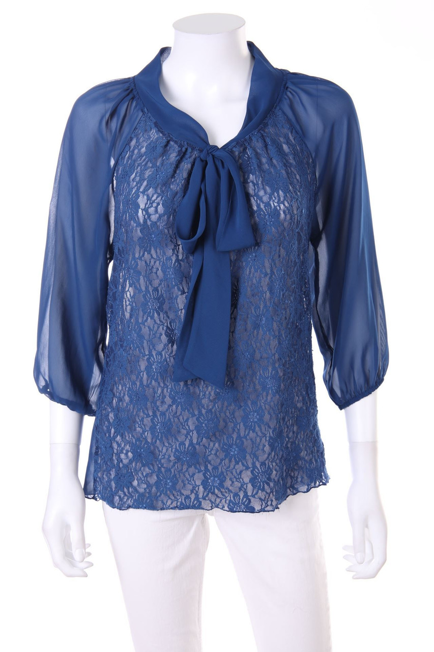 ONLY - Schluppen-Bluse mit Spitzen-Einsatz - D 36