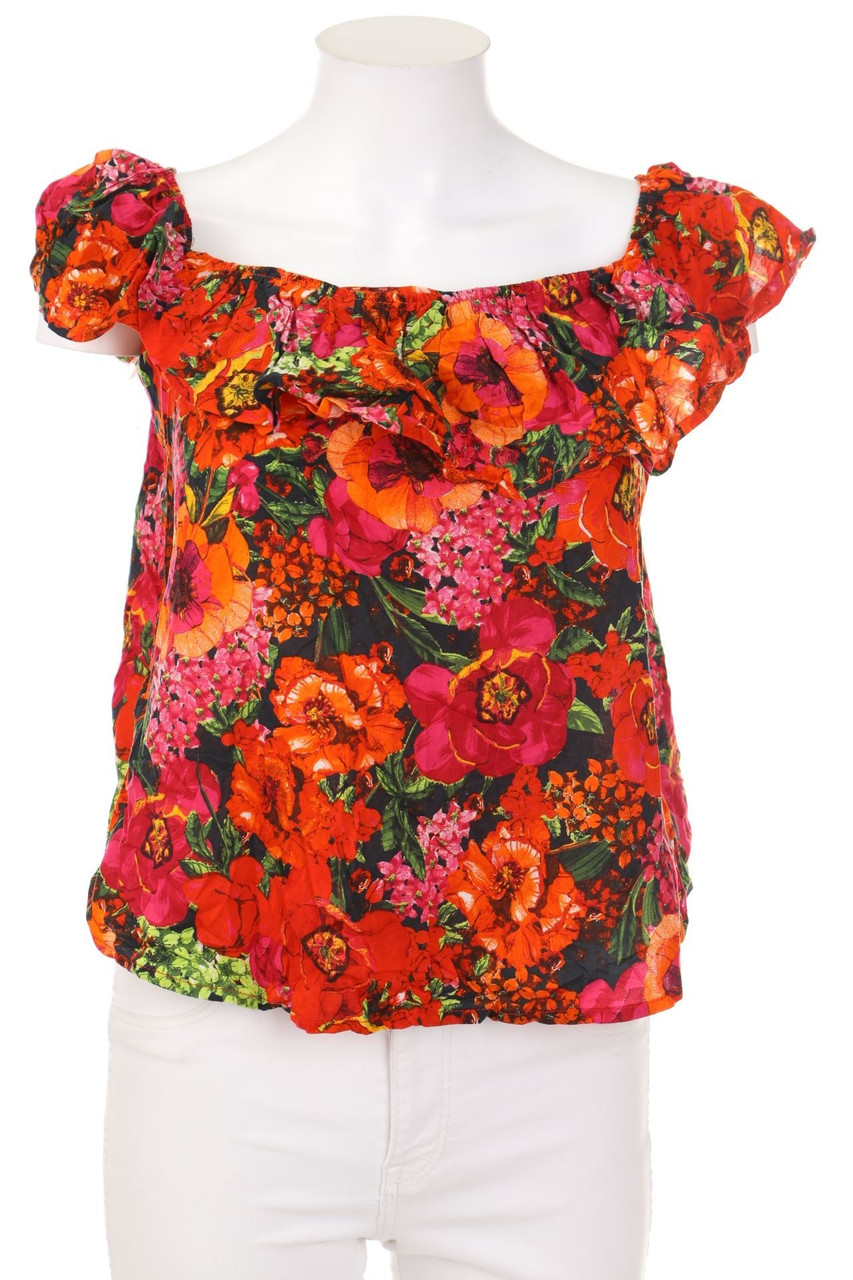 RESERVED - Off-the-shoulder blouse with Flower Print - D 34