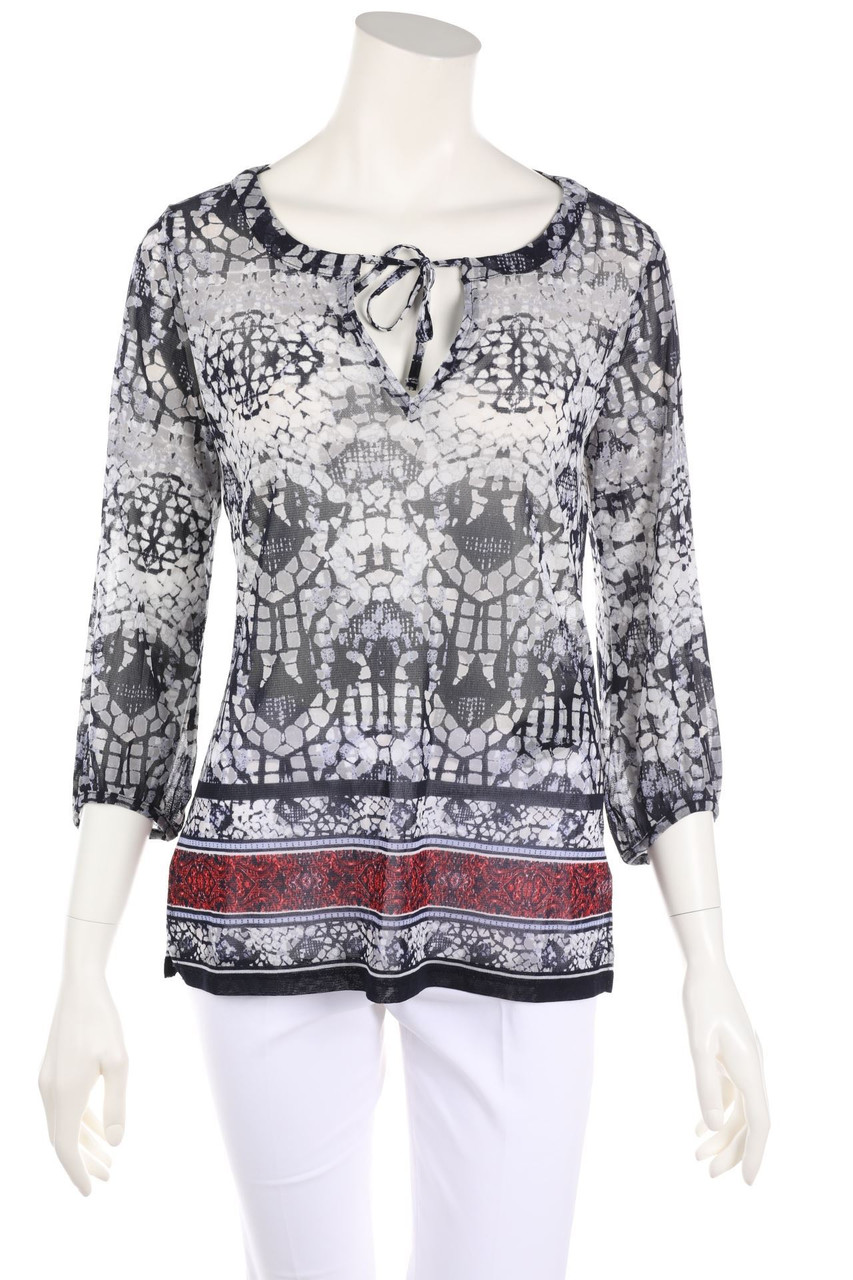 comma - 3/4-Arm-Shirt aus Mesh - D 36