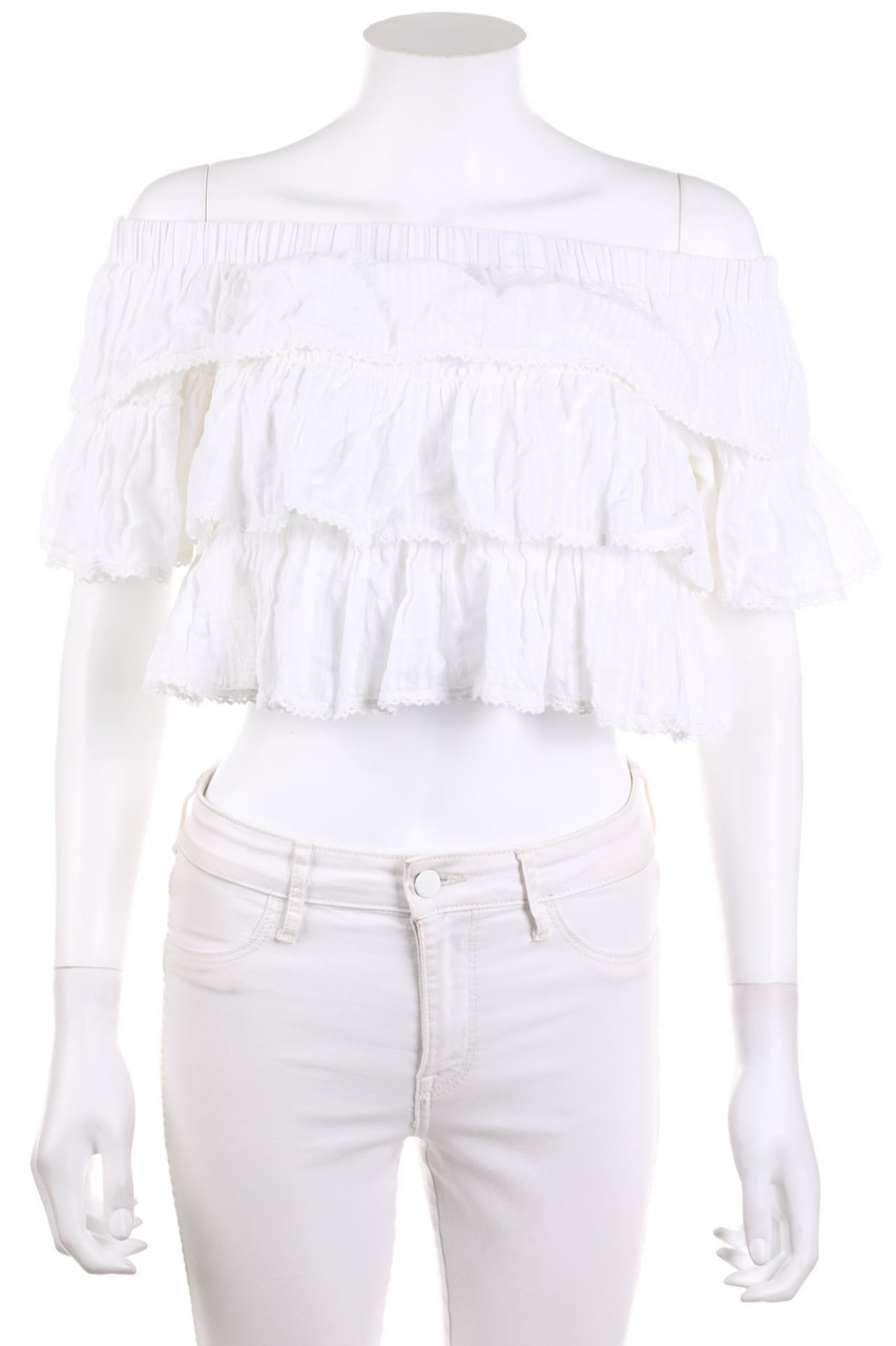 NLY TREND - Carmen-Bluse im Layer Look mit Spitze - D 34