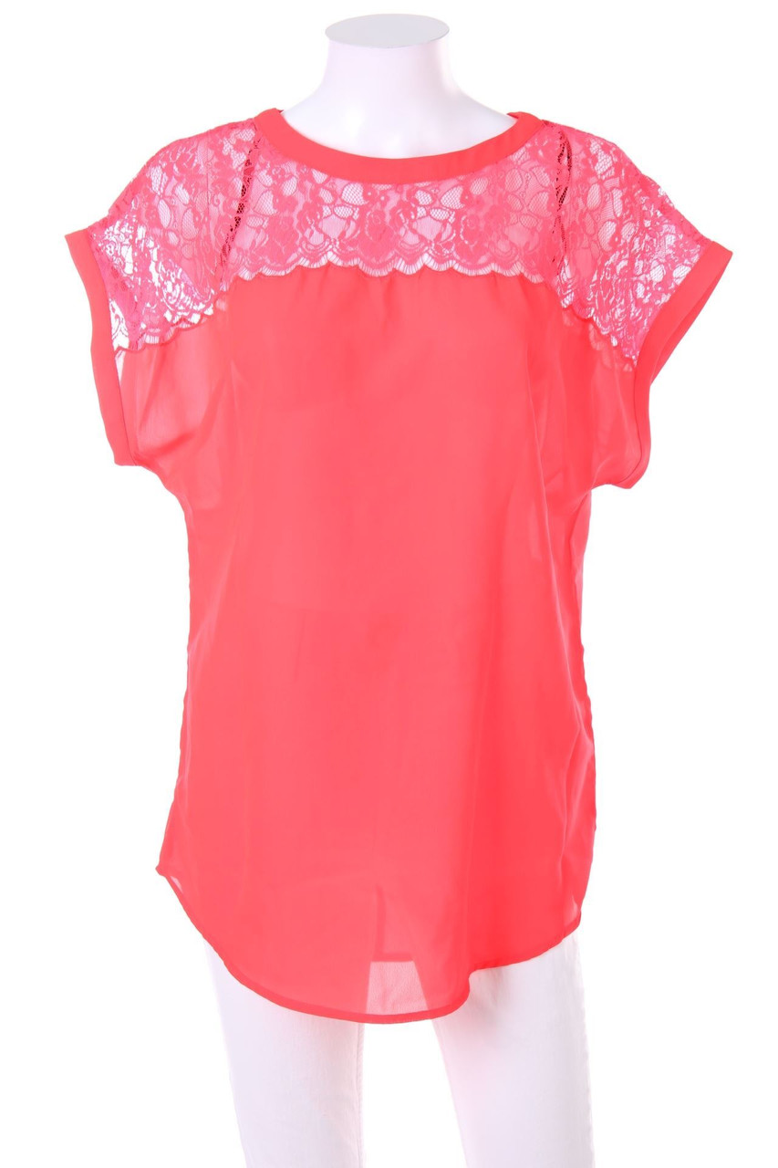 H&M - Kurzarm-Bluse mit Spitze - D 36