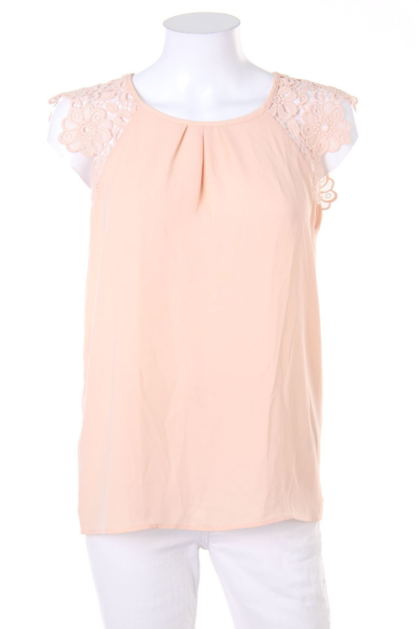 ZARA - Kurzarm-Bluse mit Spitze - M