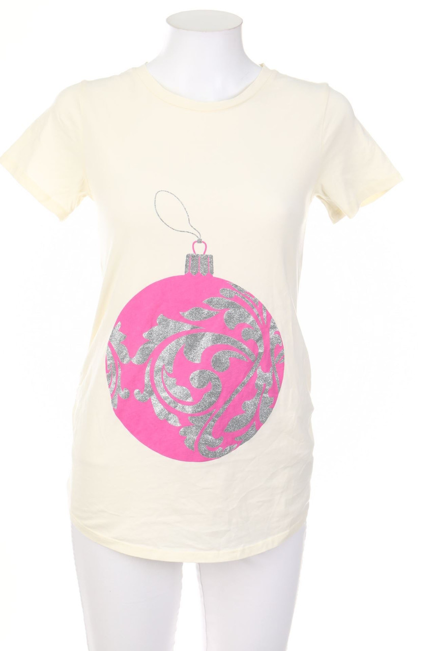 H&M MAMA - Glitzer-Print-Kurzarm-Shirt - S