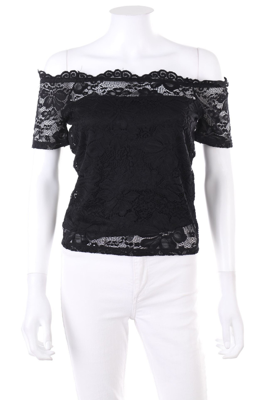 VERO MODA - Carmen-Bluse aus Spitze im Layer Look - XS