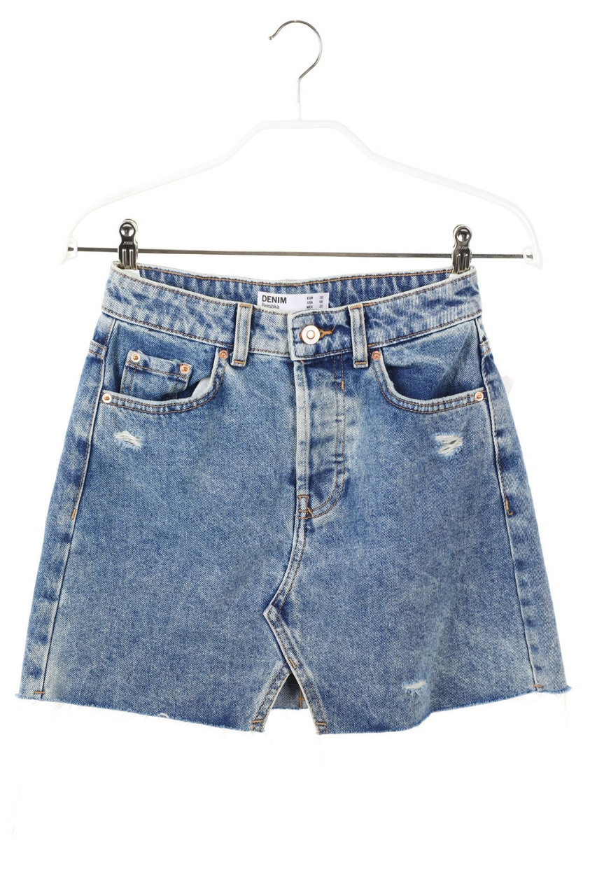 Bershka - Denim Mini Skirt, Destroyed Look - D 30