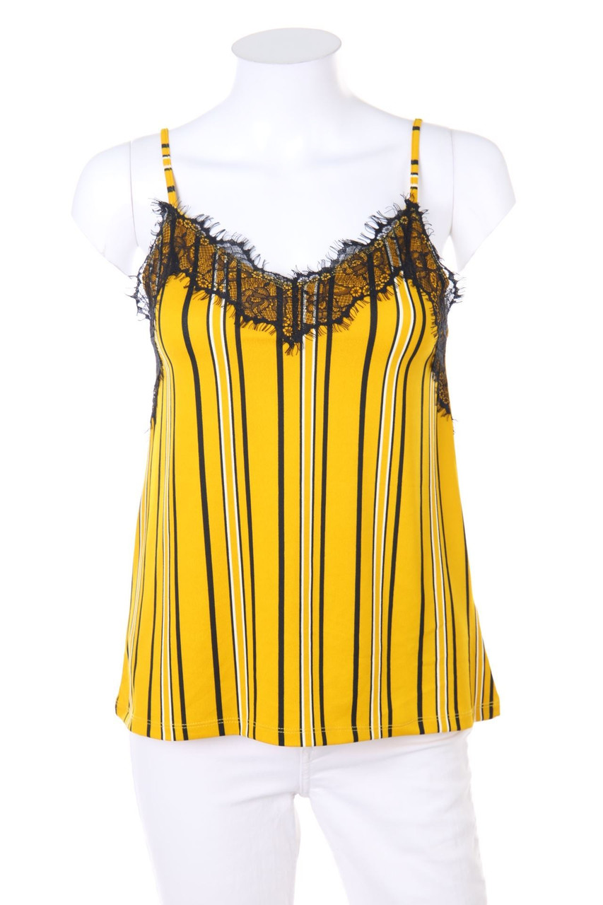 AMISU - Streifen-Top mit Spitze - XS