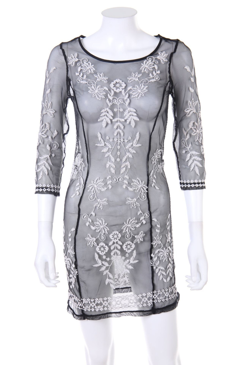No Label - Beach Dress, Mesh with Embroideries - D 36