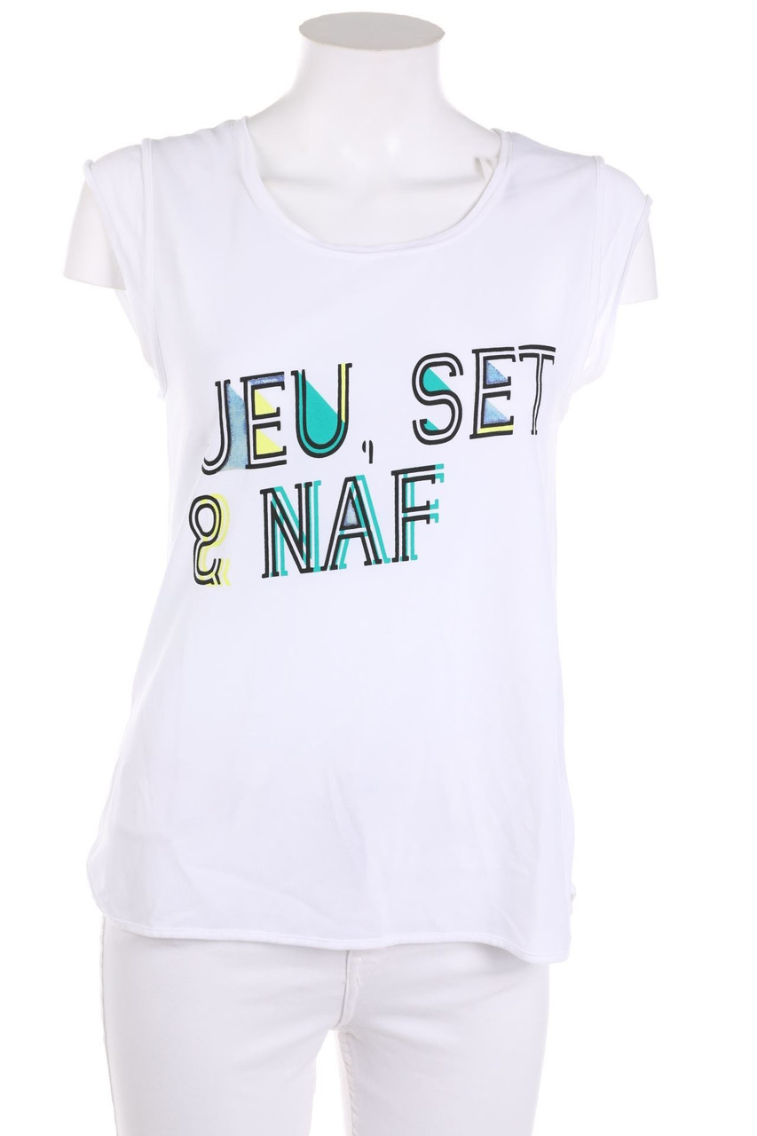 NAF NAF - Blusentop im Layer Look mit Statement-Print - S