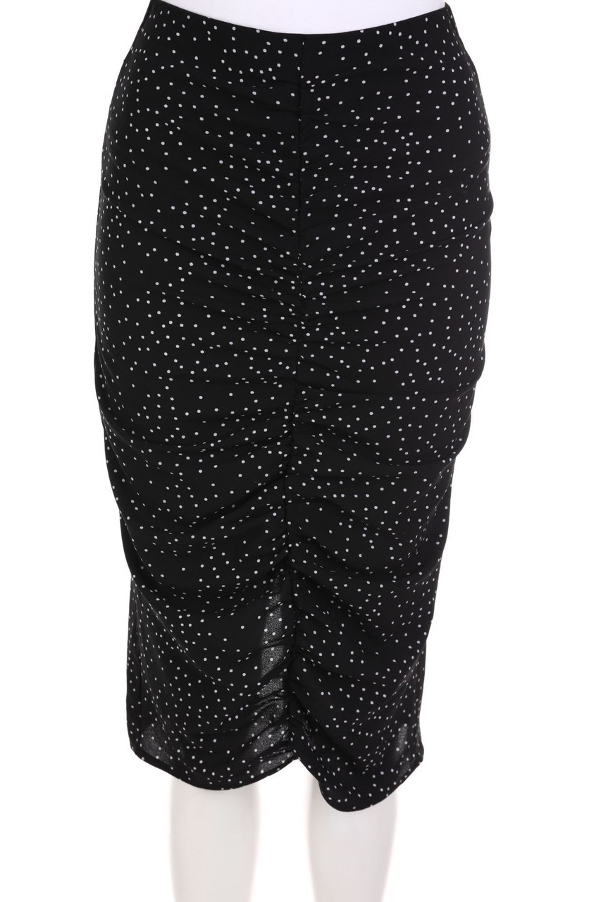 ZARA - Polka Dot-Midirock mit Raffungen - S