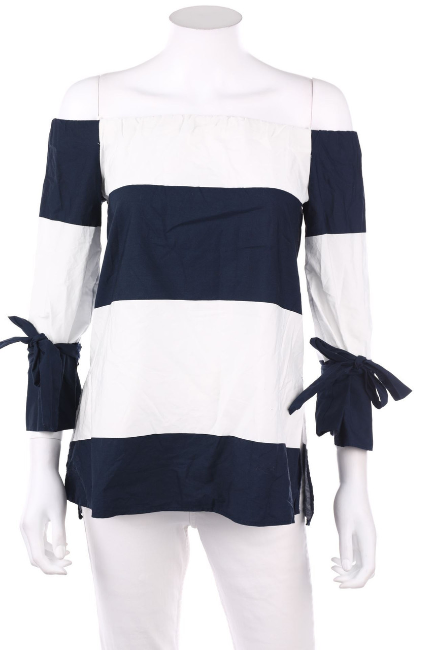 ZARA - Streifen-Carmen-Bluse mit Schlitz - XS