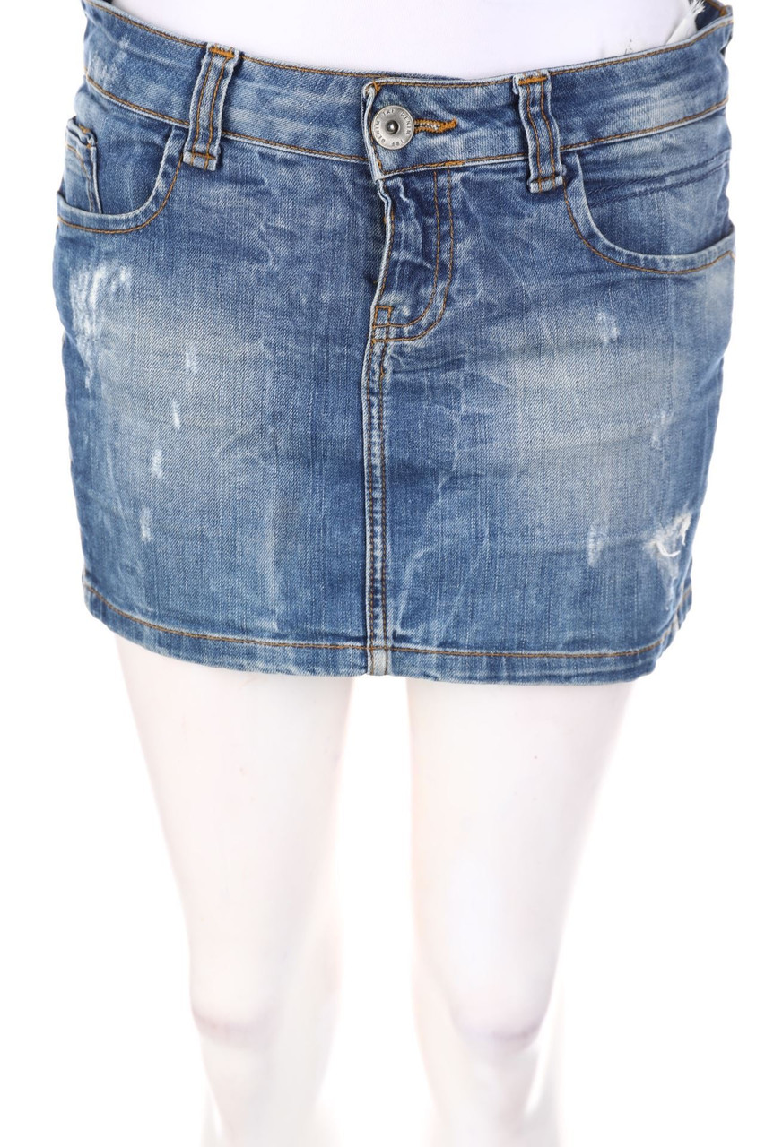 ZARA TRF - Destroyed-Denim Mini Skirt - D 36