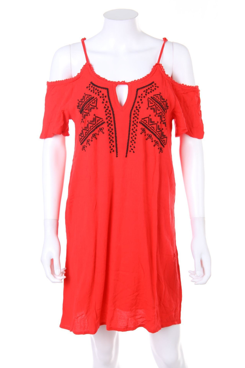 even&odd - Carmen-dress with Embroideries - S