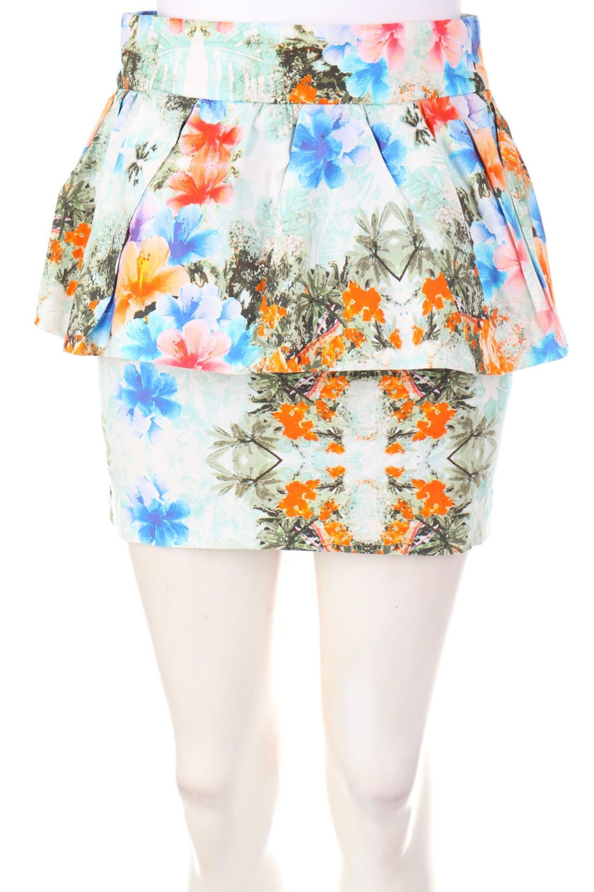 ZARA WOMAN - Skirt, Layer Look with floral print - S