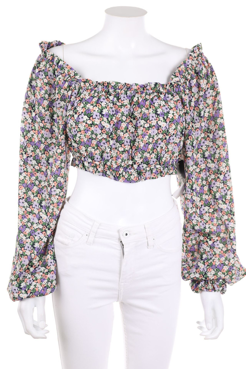 NA-KD - Cropped-Blouse with Flower Print - D 40
