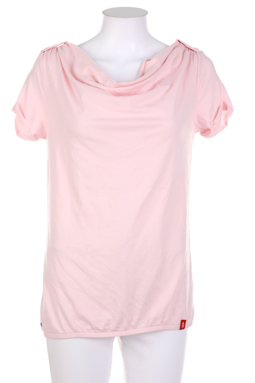 ESPRIT - Kurzarm-Shirt mit Wasserfall-Ausschnitt - S