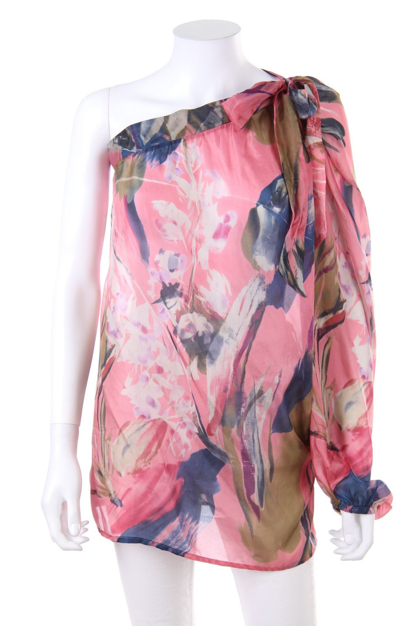 SISLEY - One Shoulder-Seiden-Bluse mit Batwing-Ärmeln - XS