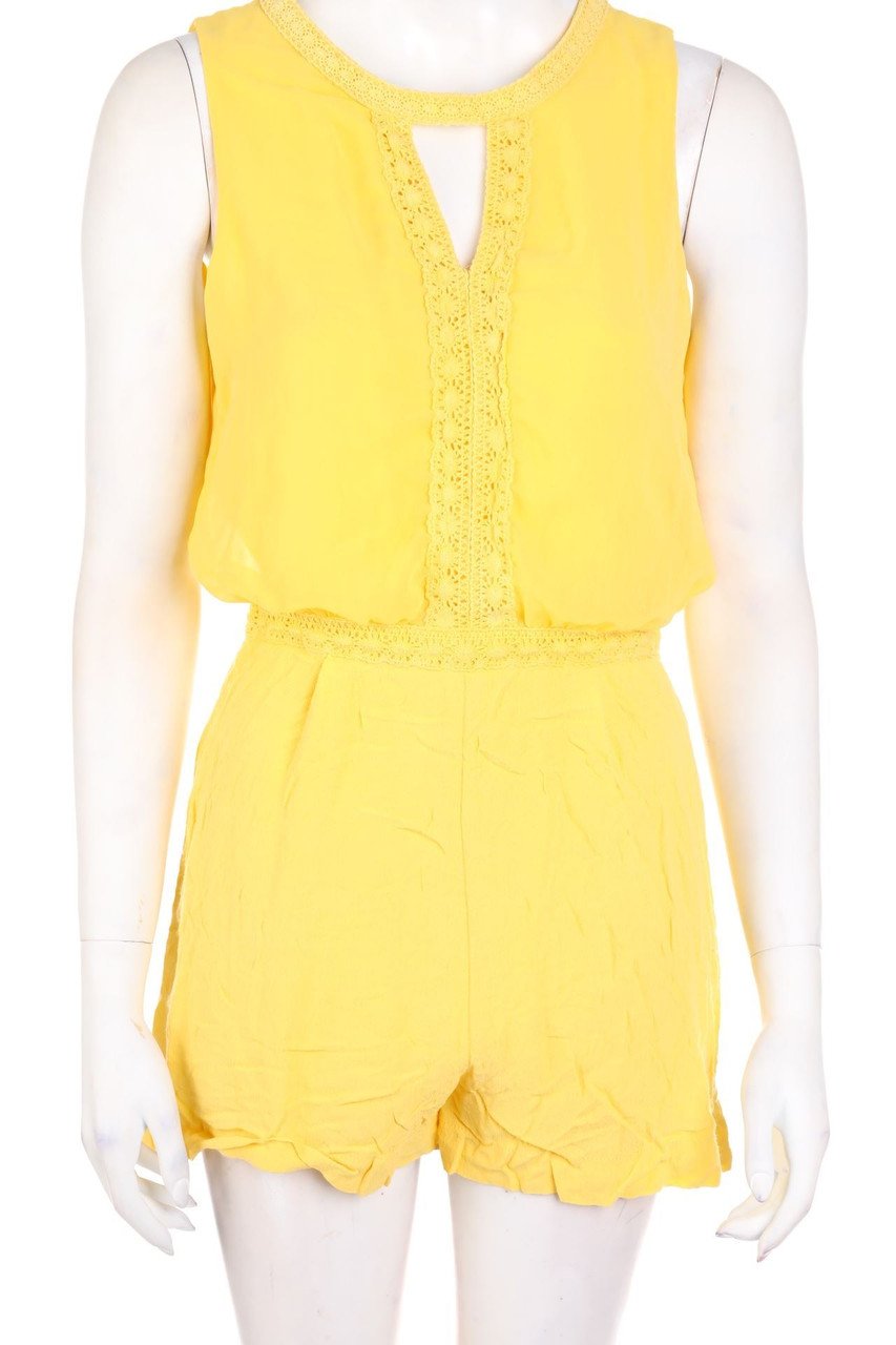 NAF NAF - Boho-Playsuit mit Spitzen-Einsatz - D 38