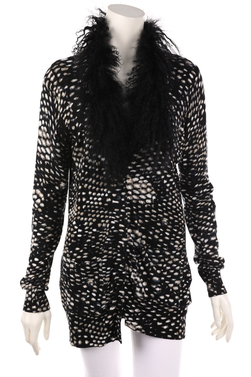 ouí - Cardigan mit Echt-Pelz-Besatz - D 42