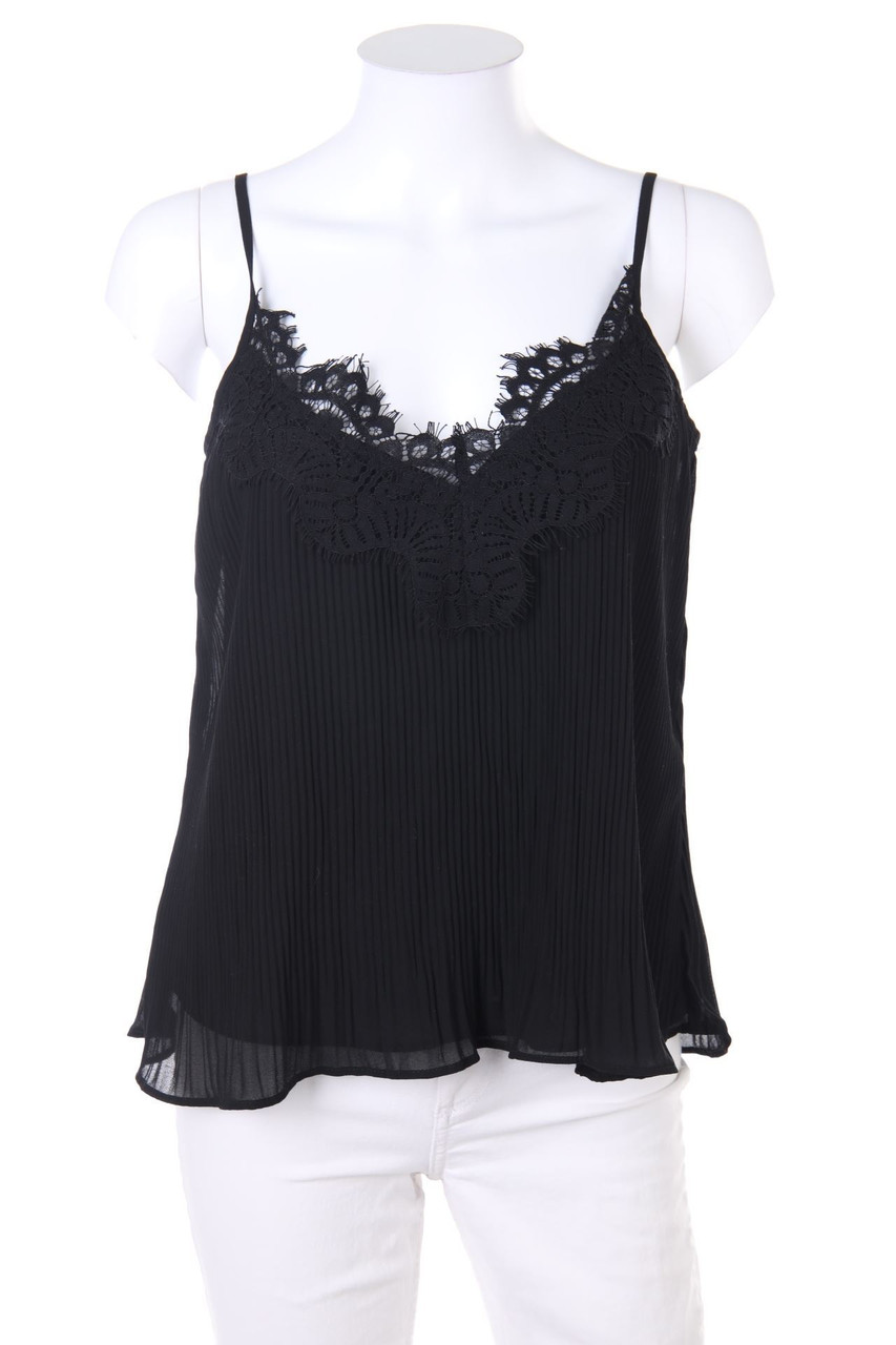 Chicorée - Plissé-Blouse Top with Lace - XS