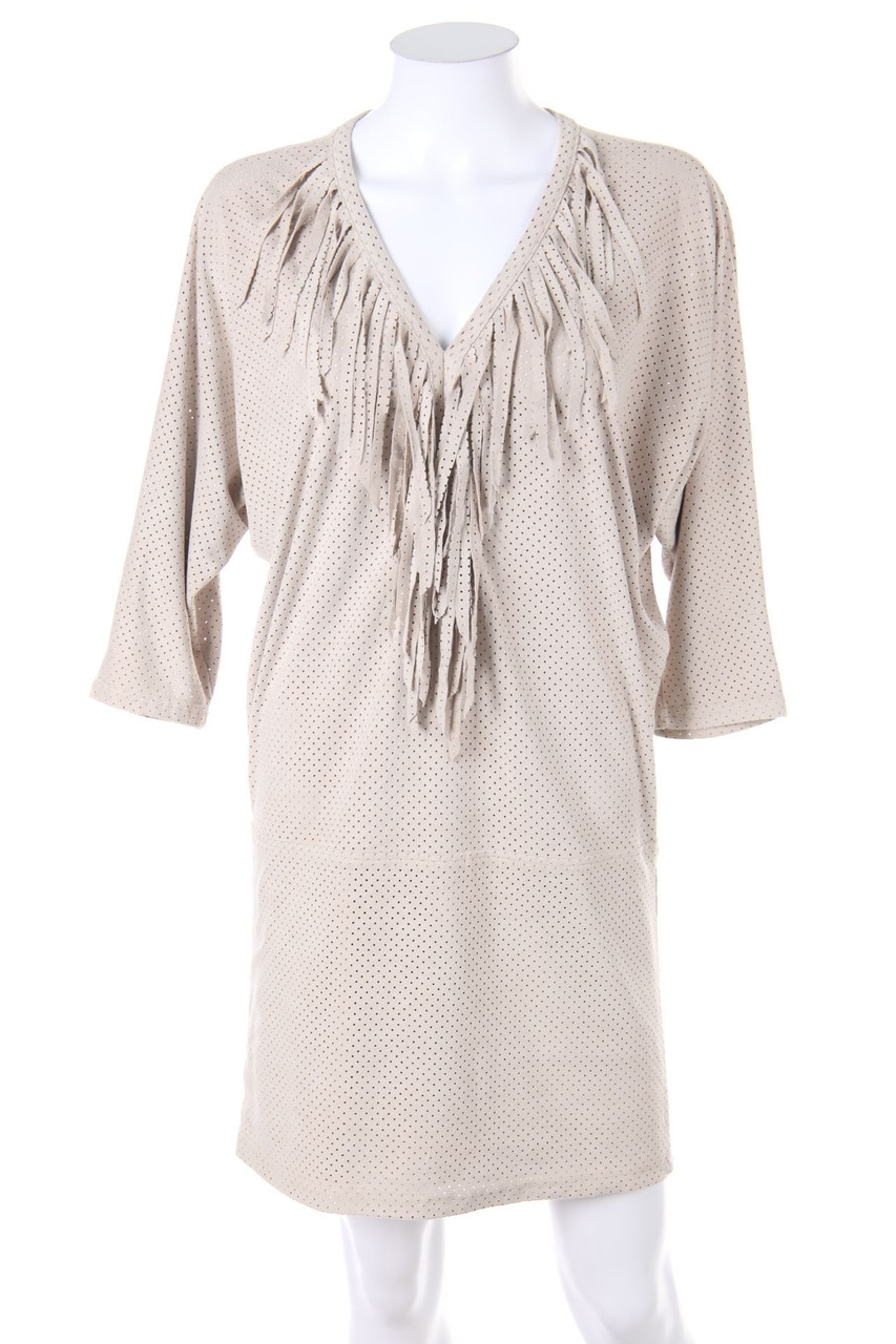 SECONDHAND - Faux Leather-Mini Dress with Fringes - D 38