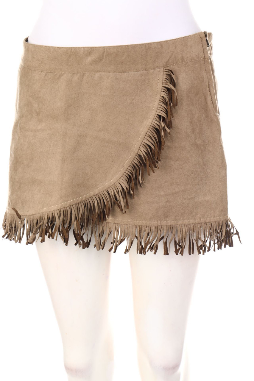 relish - faux leather mini-skirt with Fringes - S