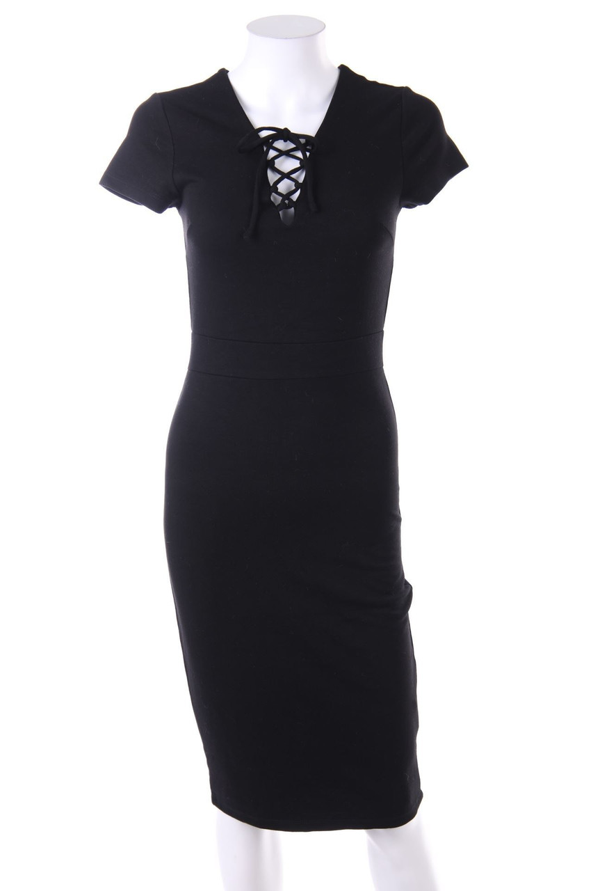 AMISU - Jersey-Kleid mit Schnürung - D 36