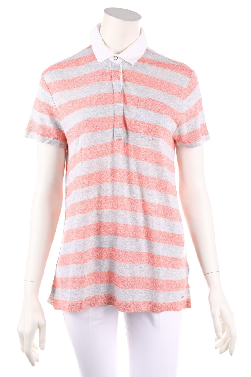 TOMMY HILFIGER - Strick-Kurzarm-Shirt mit Streifen mit Leinen - L