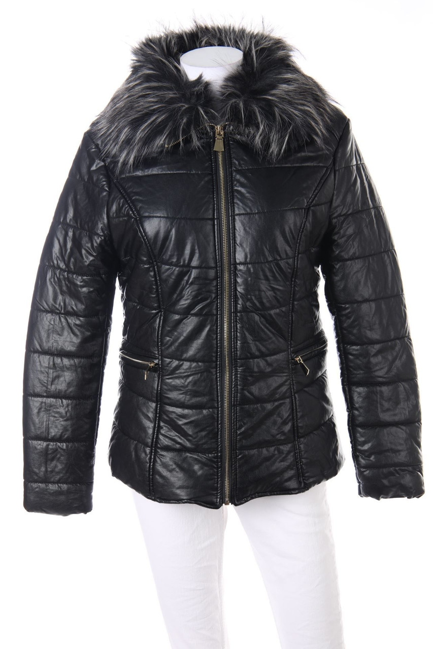 CC Fashion - Kunstlederjacke mit Faux Fur-Kragen - L