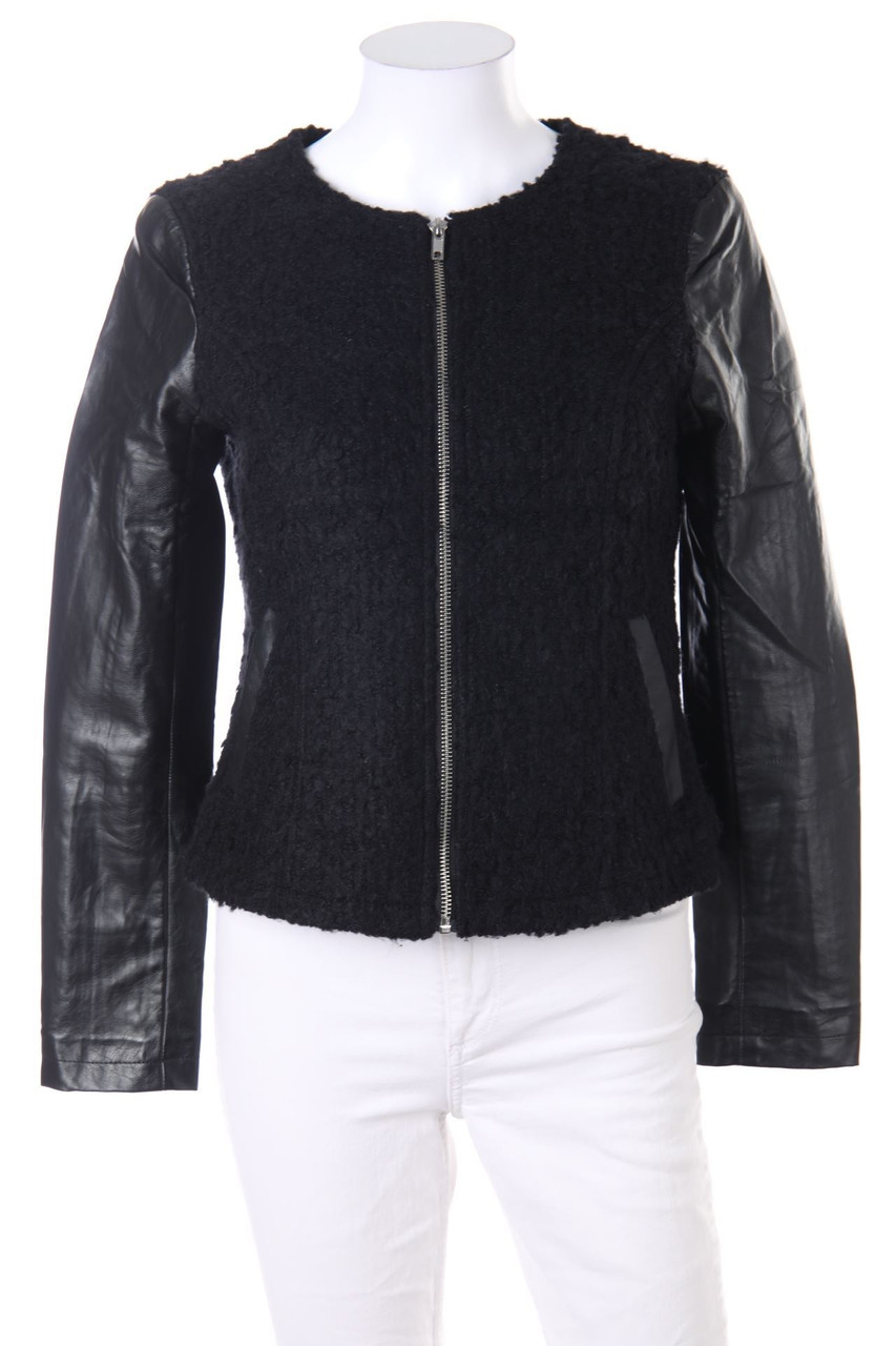 H&M DIVIDED - Fake Fur-Jacke mit Kunstleder-Details - D 38