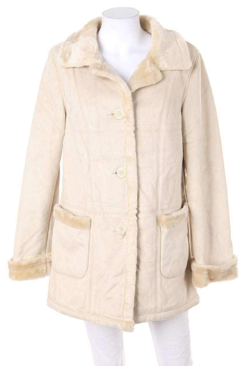 JCC - Coat, Faux Leather with Faux-Fur Trim - D 38