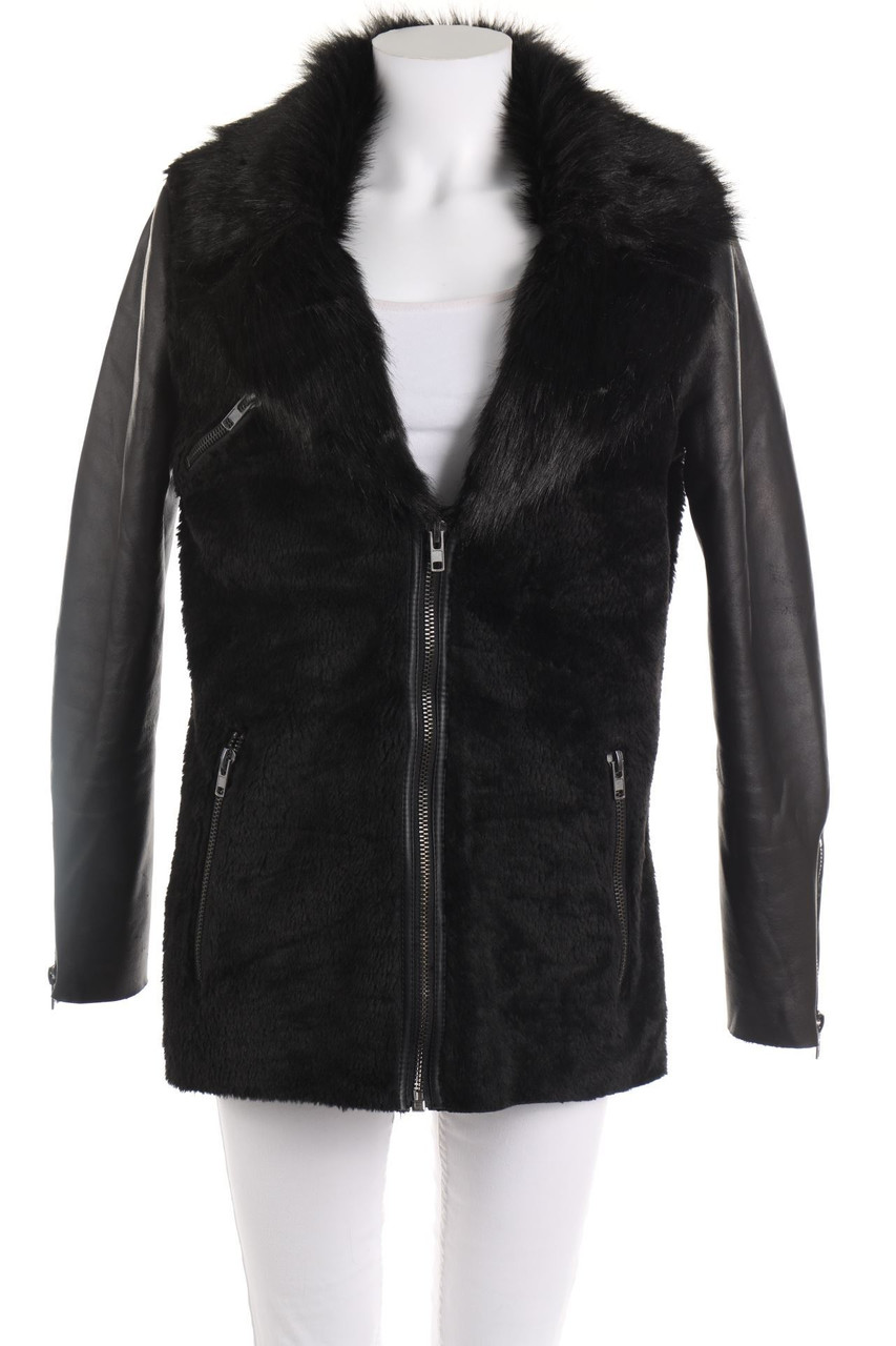 zebra - Kunstlederjacke mit Fake Fur-Besatz - M