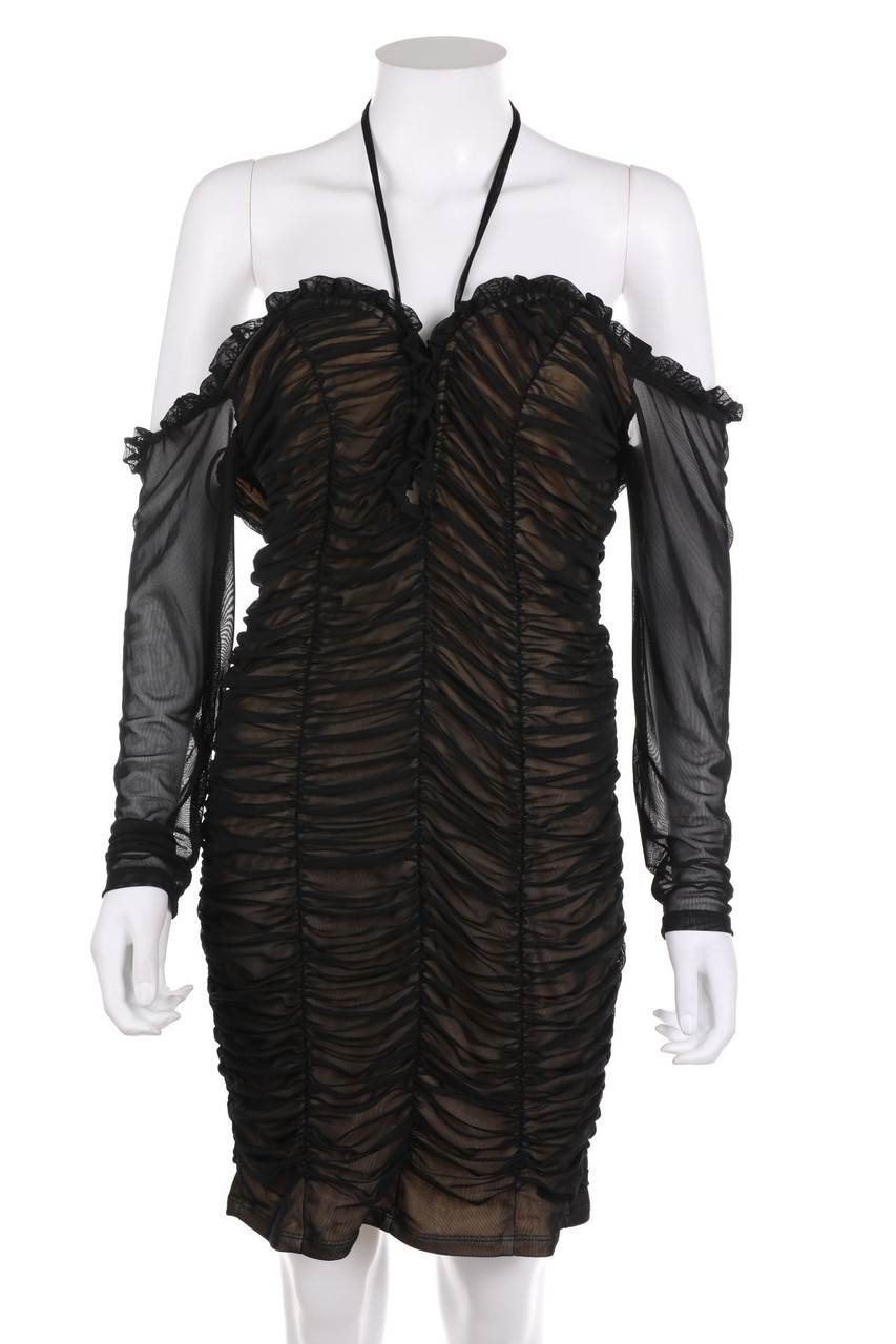 Ohne Label - Mesh-Party-Kleid mit Schnürung - D 34-36