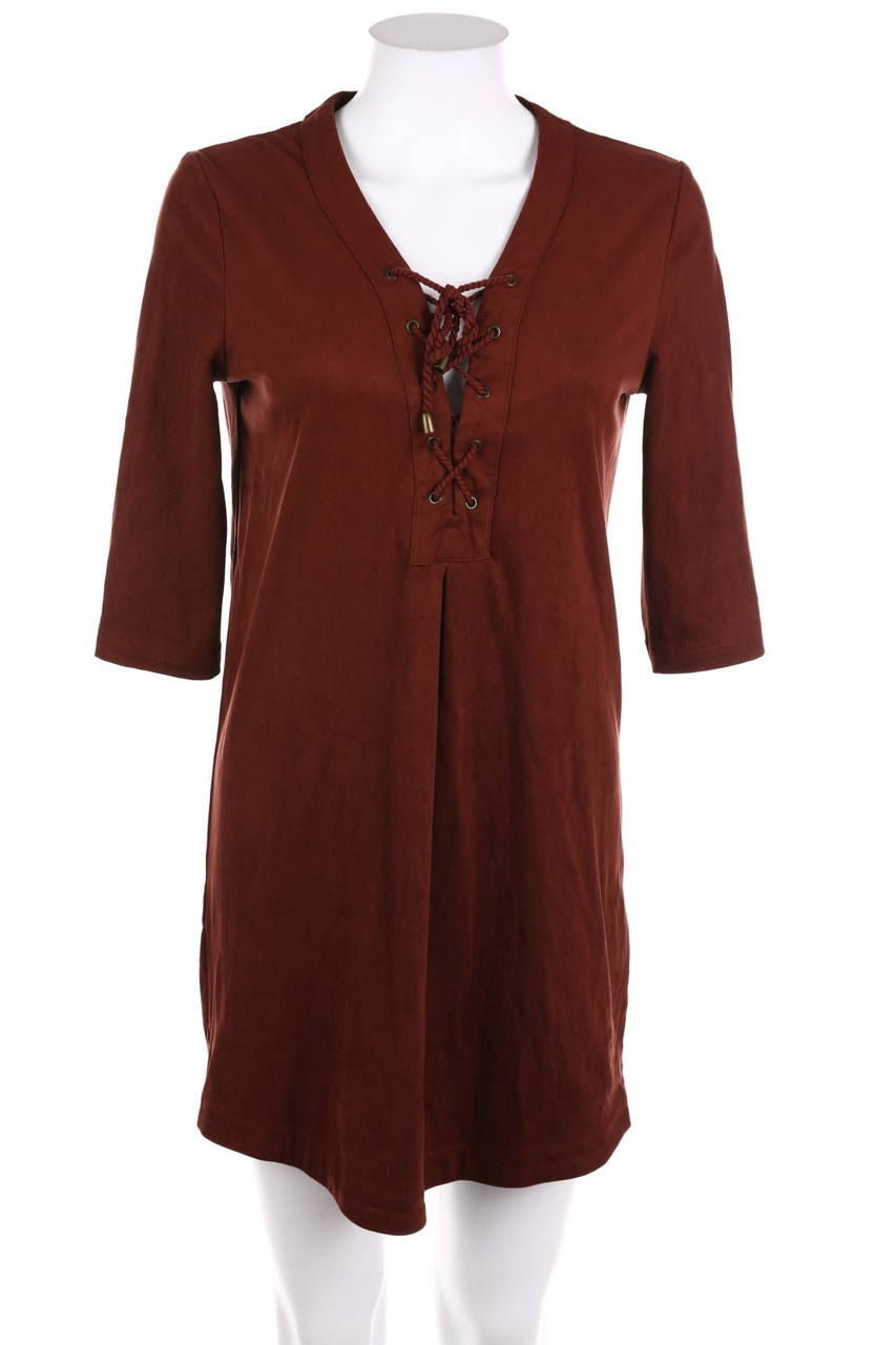 AMISU - Faux Leather-Minikleid mit Schnürung - D 36