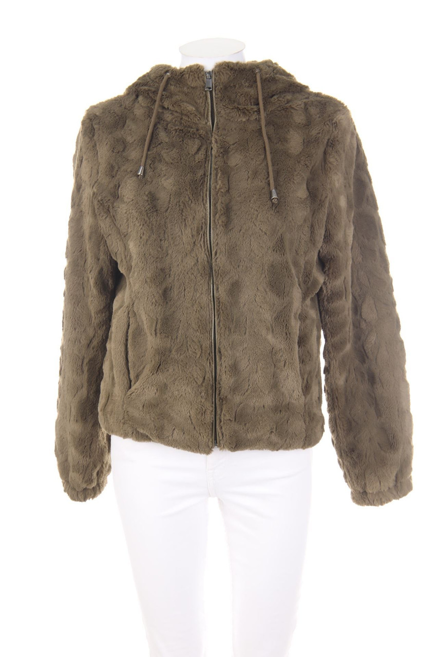 zebra - Fake Fur-Jacke mit Kapuze - S