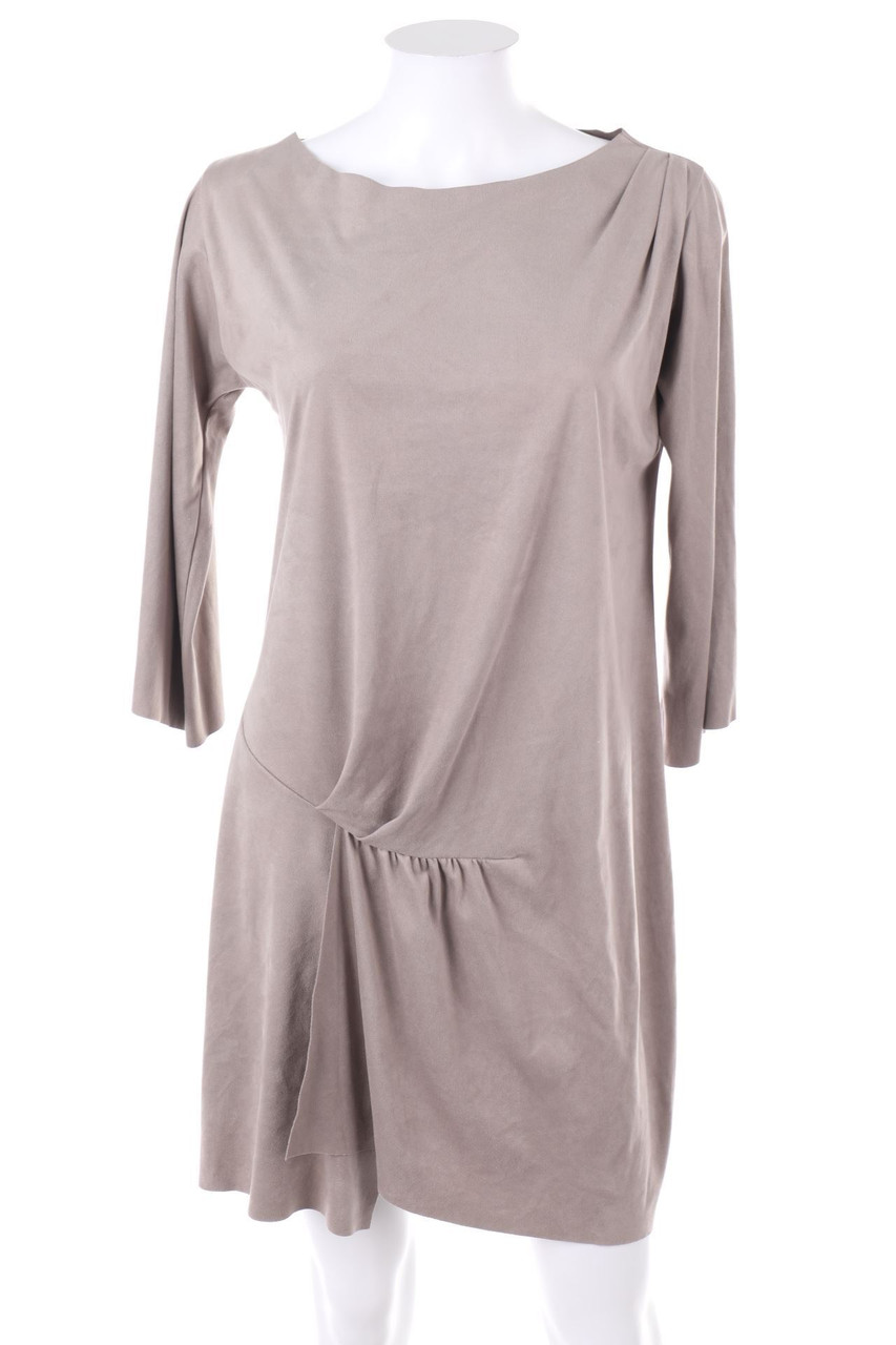 No Label - Faux Leather-dress with Draping - M