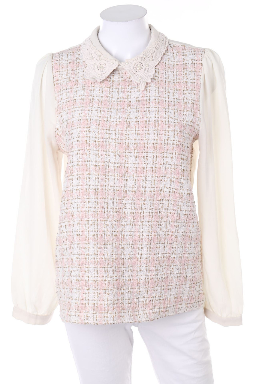 Ohne Label - Strick-Pullover mit Perlen - D 32-34