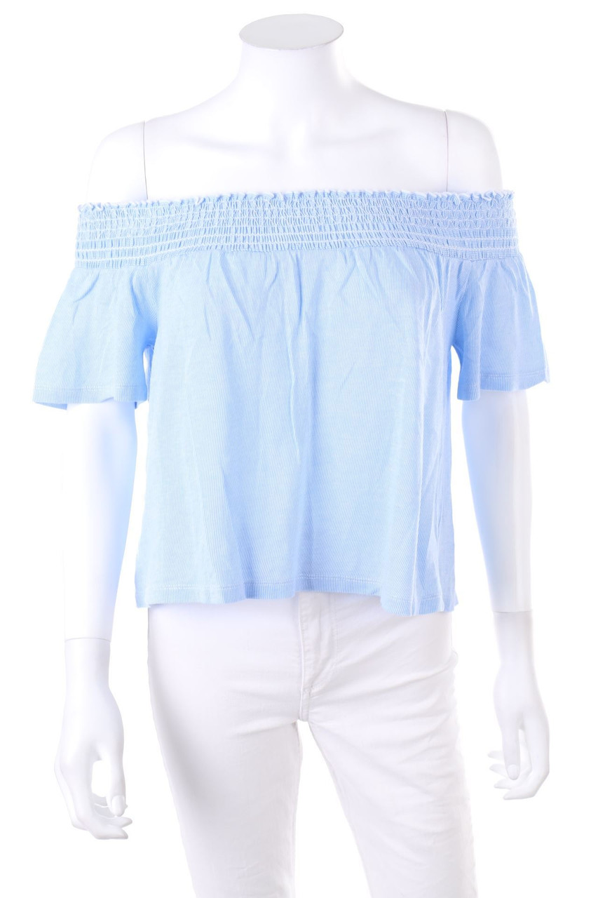 ZARA - Carmen-Kurzarm-Bluse mit Streifen - M