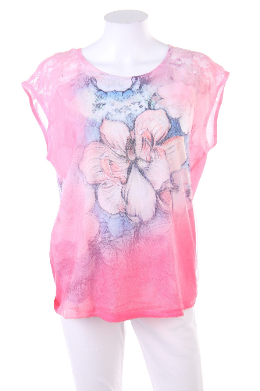 JULIE - Print-Blusentop mit Spitzen-Einsatz - S