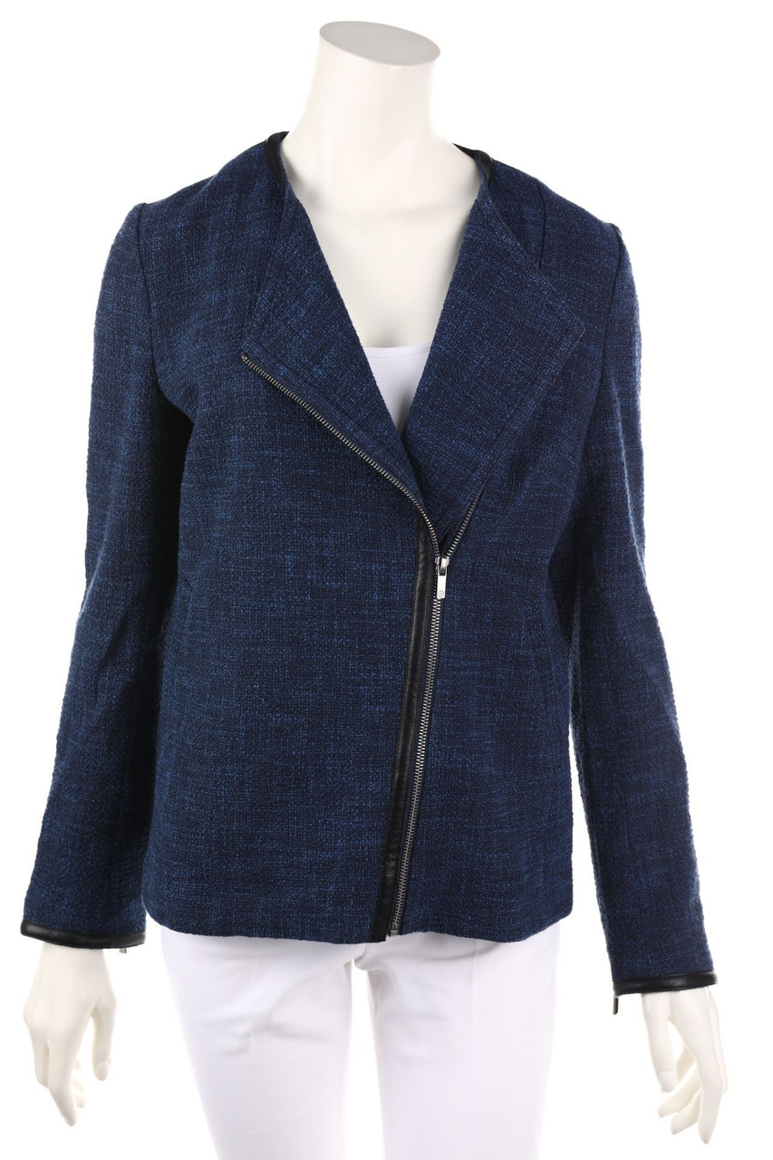 L.K. Bennett - Bouclé-Blazer-Jacke mit Kunstleder-Details - D 38