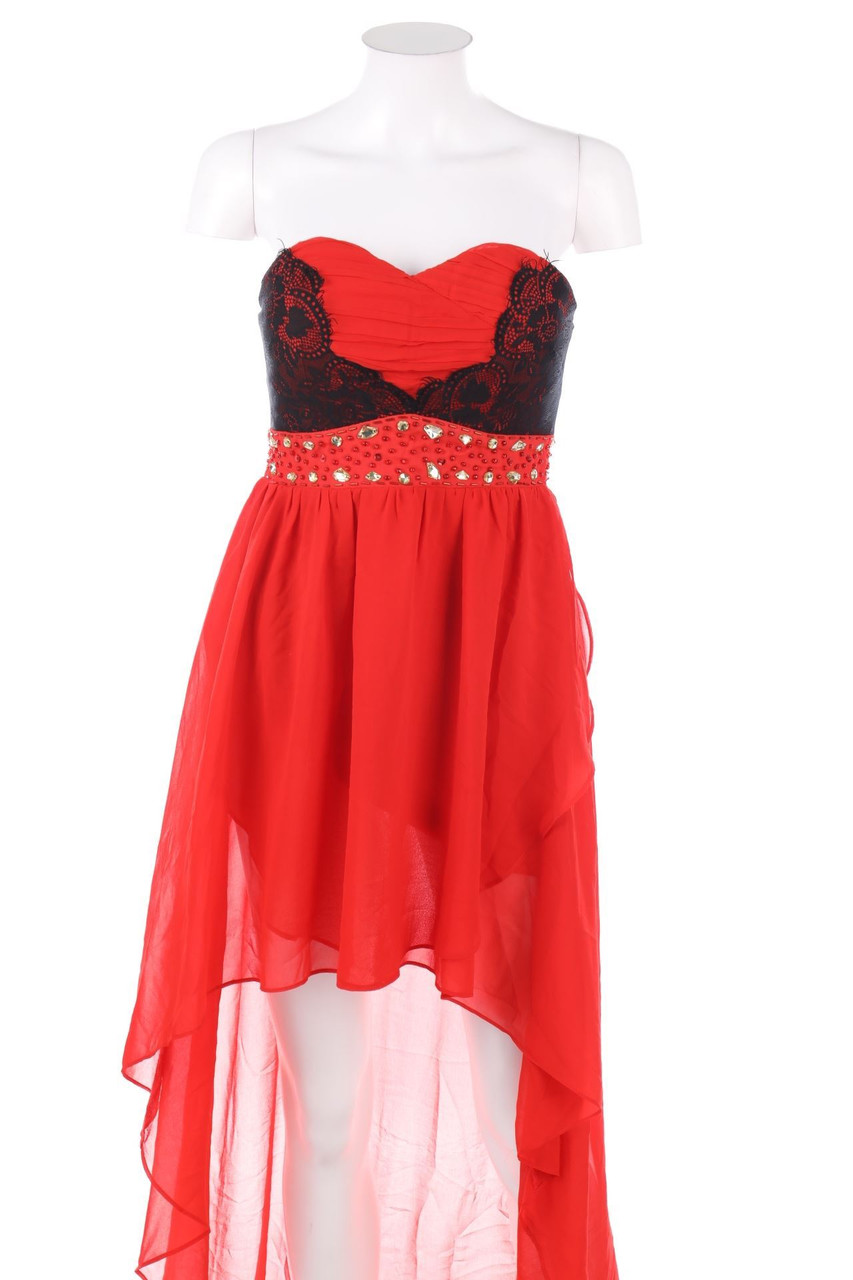 SECONDHAND - Vokuhila-Abendkleid mit Spitze - M