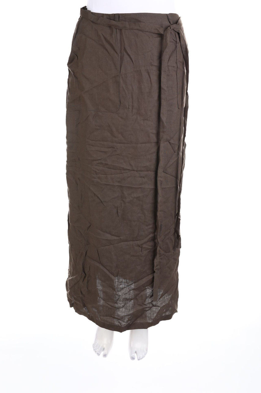 Max Mara puro Lino - Maxi-Rock aus Leinen in Wickel-Optik - D 36