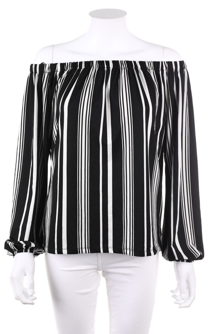 AMISU - Carmen-Bluse mit Streifen - M